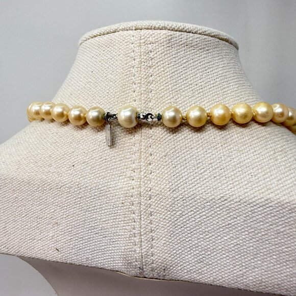 Vintage Marvella Imitation Pearl Necklace Knotted Thread Long Length Signed - Picture 10 of 13